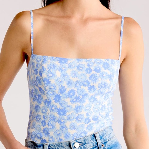 Reformation Overland Silk Camisole size 2 blue daisy NWT 100% organic silk new - Picture 1 of 1